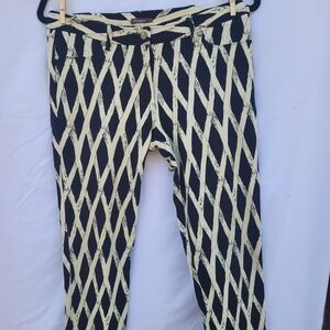J. McLaughlin Black and Cream Patterned Skinny Pants size 6